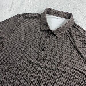 State And Liberty XL Brown Geometric Print Performance Golf Polo Shirt Stretch